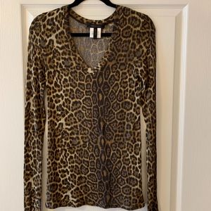 BCBGMaxazria Long-Sleeved Leopard Top